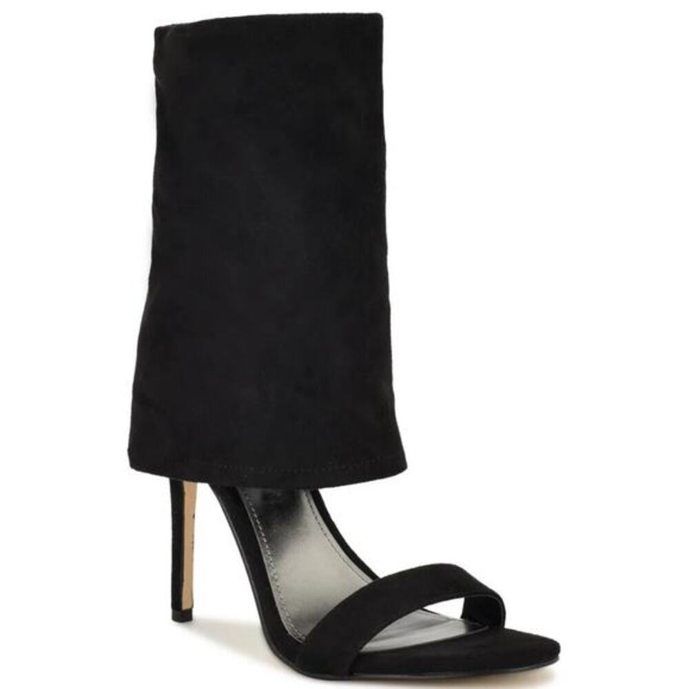 Nine West Women's Macken 2 Heels Faux Suede Open‎ Toe Shoes Black Size 8M